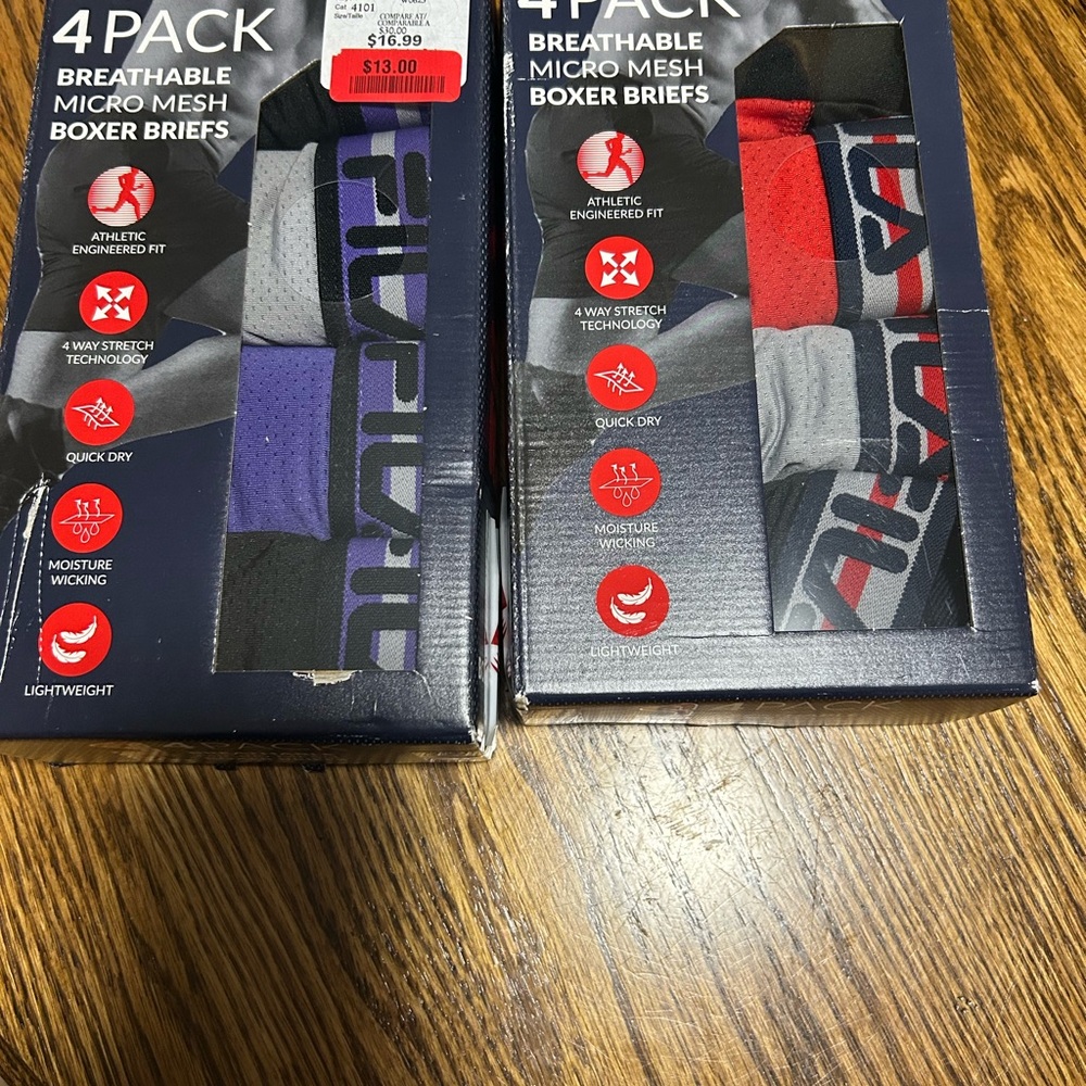 FILA Men's Boxer Briefs 4-Pack - Black, Red, Blue, Gray